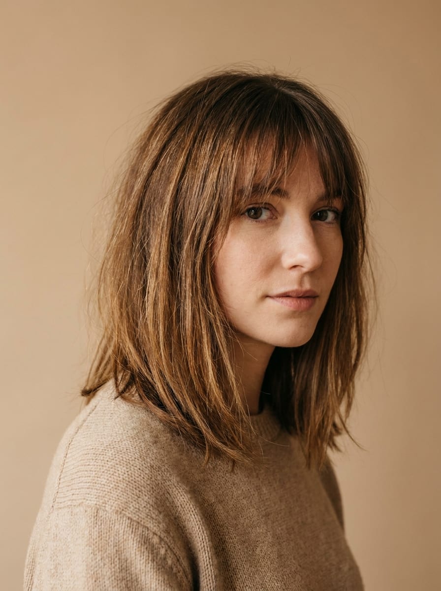 Long Bob mit Pony - mittellange Frisur mit Pony